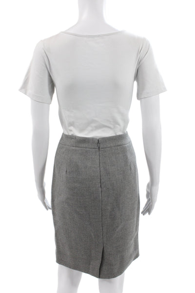 J Crew Women Gray Wool Straight Pencil Skirt Petite Size 4