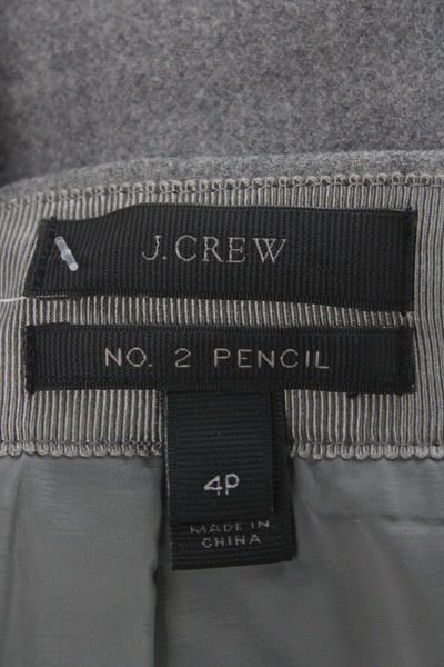 J Crew Women Gray Wool Straight Pencil Skirt Petite Size 4