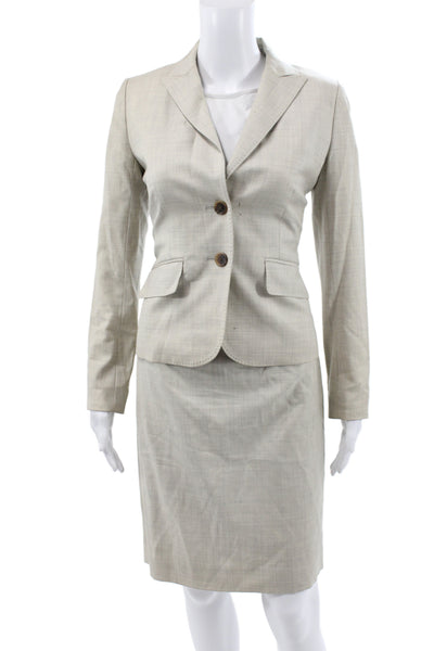 J Crew Women's Long Sleeves Lined Two Piece Skirt Suit Gray Size 4
