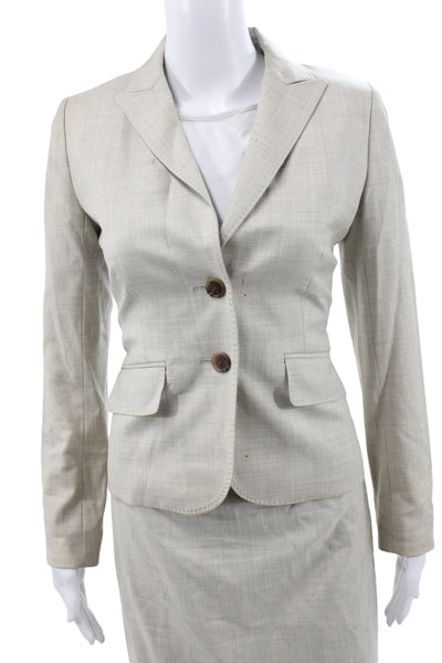 J Crew Women's Long Sleeves Lined Two Piece Skirt Suit Gray Size 4