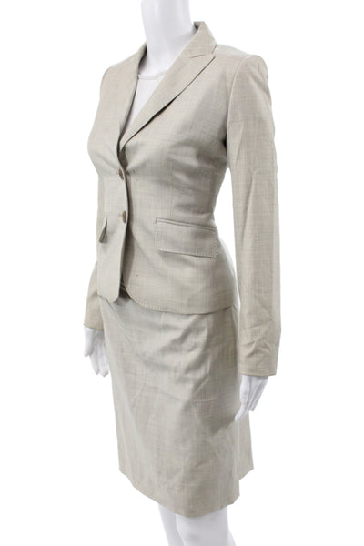 J Crew Women's Long Sleeves Lined Two Piece Skirt Suit Gray Size 4