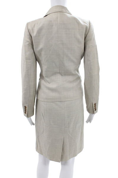 J Crew Women's Long Sleeves Lined Two Piece Skirt Suit Gray Size 4