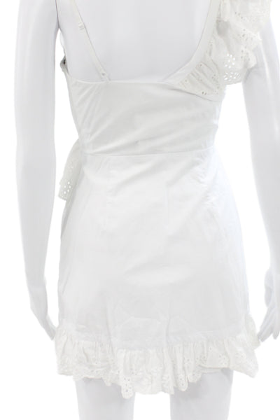 Lovers + Friends Womens Mini Sundress White VNeck Sleeveless Zip Cotton Size XS