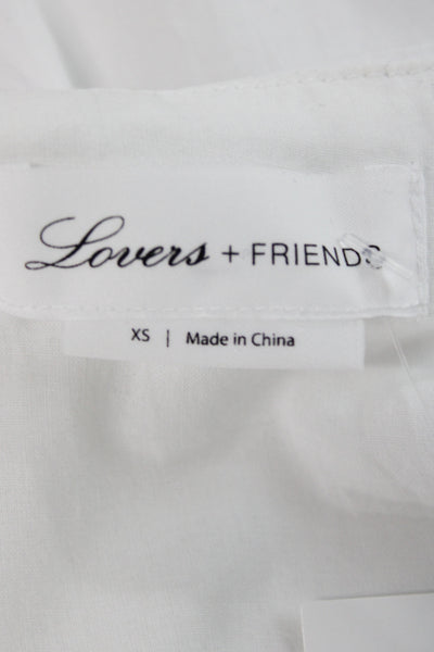 Lovers + Friends Womens Mini Sundress White VNeck Sleeveless Zip Cotton Size XS
