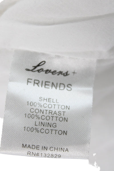 Lovers + Friends Womens Mini Sundress White VNeck Sleeveless Zip Cotton Size XS