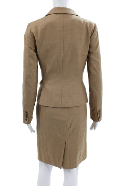 J Crew Women's Long Sleeves Lined Two Piece Skirt Suit Tan Size 0