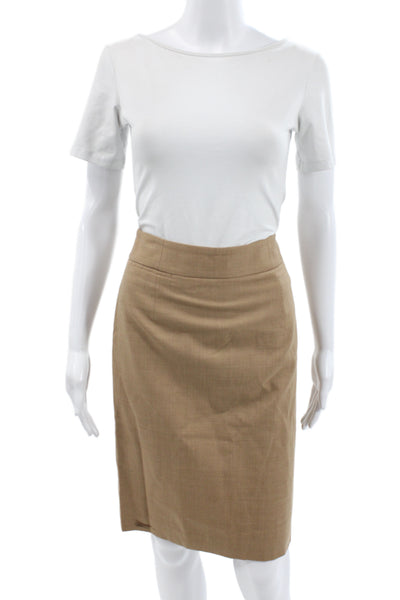 J Crew Women's Long Sleeves Lined Two Piece Skirt Suit Tan Size 0