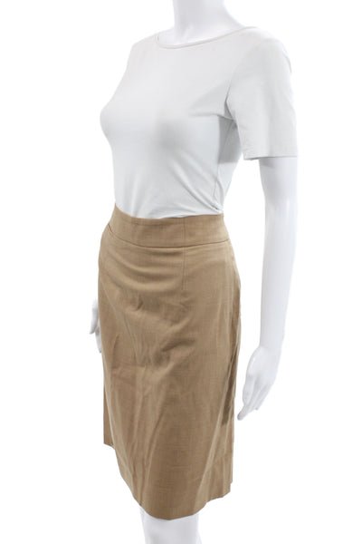J Crew Women's Long Sleeves Lined Two Piece Skirt Suit Tan Size 0