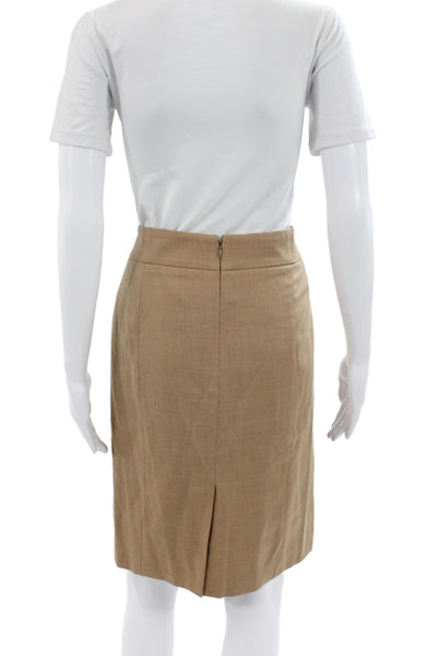 J Crew Women's Long Sleeves Lined Two Piece Skirt Suit Tan Size 0