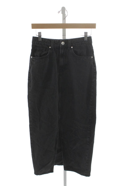 MNG Women Straight Pencil Skirt Black 100% Cotton Midi Size S