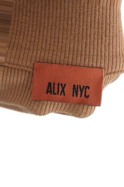 ALIX NYC Women Brown V-Neck Short Sleeve Modal Spandex Jumpsuit Size S