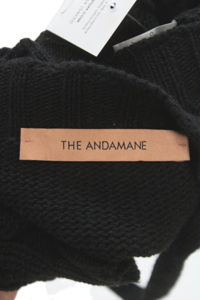 The Andamane Women Cropped Camisole Black Square Neck Cashmere Blend Size XS