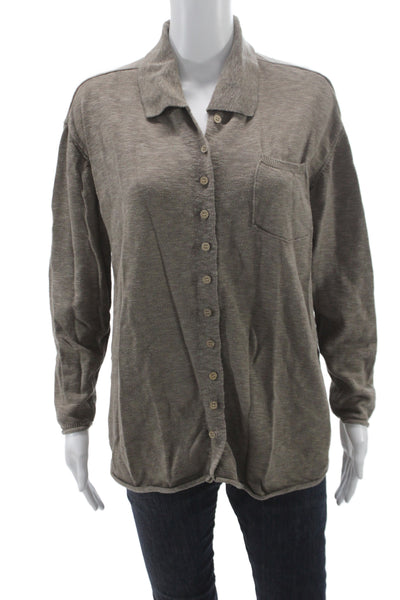 FP Beach Womens Collared Button-Up Sweater Brown Long Sleeve Size XS