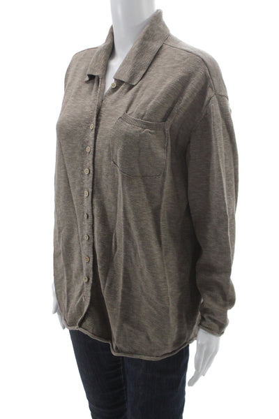 FP Beach Womens Collared Button-Up Sweater Brown Long Sleeve Size XS