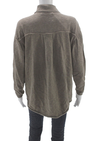 FP Beach Womens Collared Button-Up Sweater Brown Long Sleeve Size XS