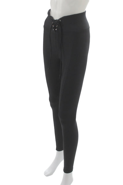 Year Of Ours Womens Ankle Jeggings Black Striped Drawstring Size S