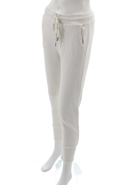NSF Womens Jogger Sweatpants White Cotton Drawstring Petite Size XS