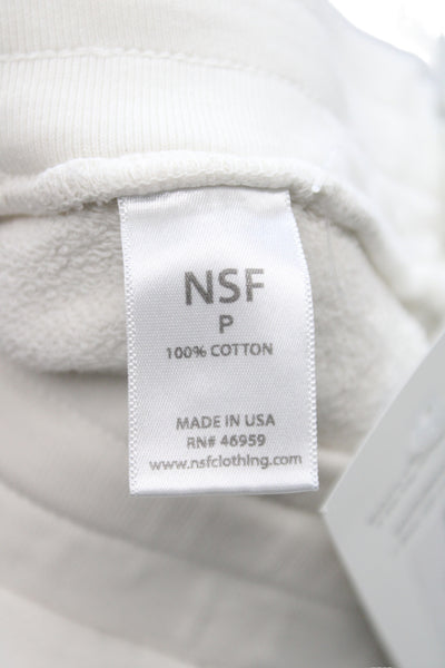 NSF Womens Jogger Sweatpants White Cotton Drawstring Petite Size XS