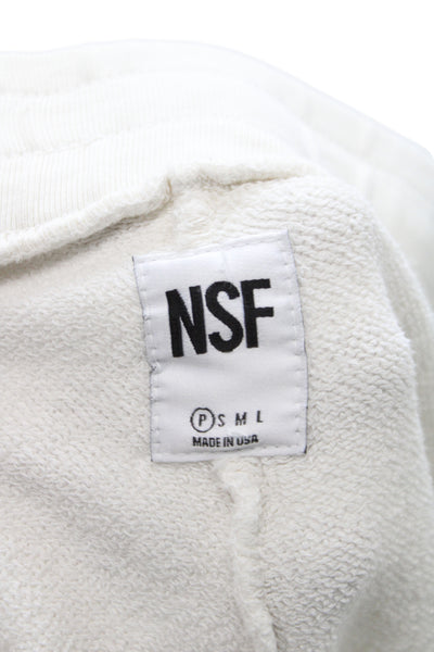 NSF Womens Jogger Sweatpants White Cotton Drawstring Petite Size XS