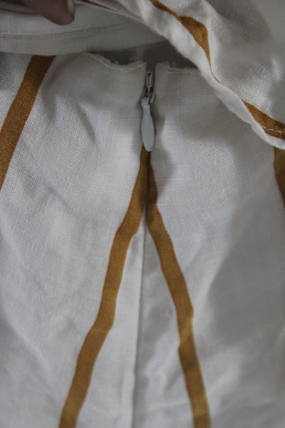Faithfull The Brand Women White Linen Striped Sleeveless Pants Set Size 4