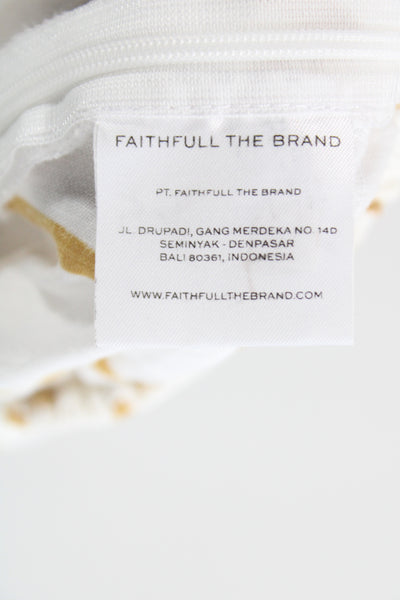 Faithfull The Brand Women White Linen Striped Sleeveless Pants Set Size 4