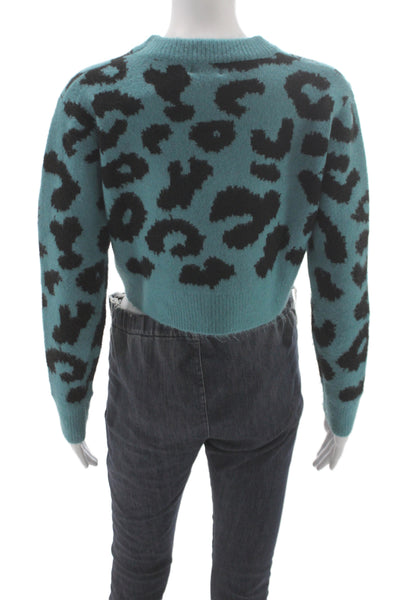Superdown Unisex Pullover Sweater Black Leopard Crew Neck Long Sleeve Size XS