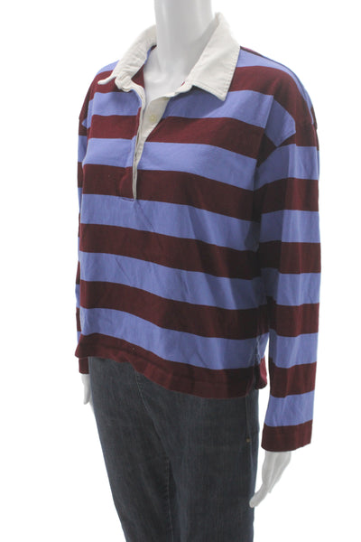 J Crew Mens Striped Button Cotton Long Sleeve Shirt College Blue Size M