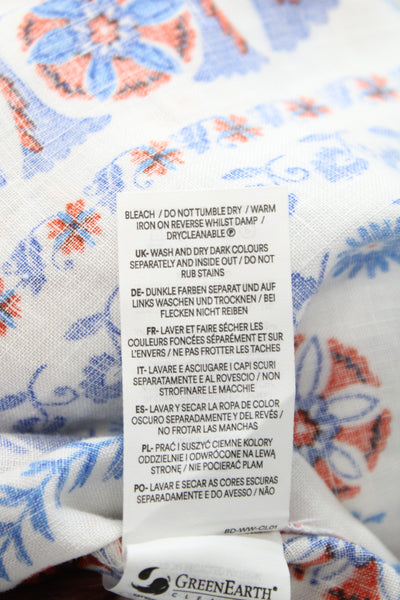 Boden Women Blue Linen Kaftan Wrap Dress Long Sleeve V Neck Tie Waist Size 6