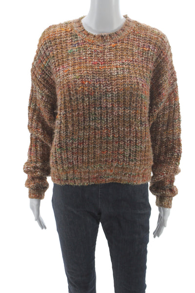 Frame Unisex Brown Bohemian Crew Neck Pullover Sweater Long Sleeve Size S