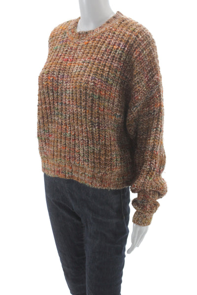 Frame Unisex Brown Bohemian Crew Neck Pullover Sweater Long Sleeve Size S