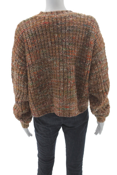 Frame Unisex Brown Bohemian Crew Neck Pullover Sweater Long Sleeve Size S