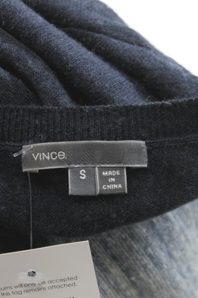 Vince Unisex Dark Blue Wool Cashmere Pullover Sweater Long Sleeve Size S