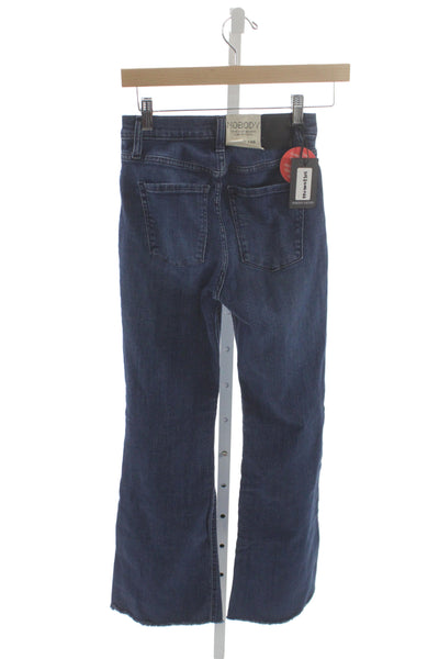 Nobody Denim Womens Ankle Flare Jeans Dark Blue Button Fly Size 26