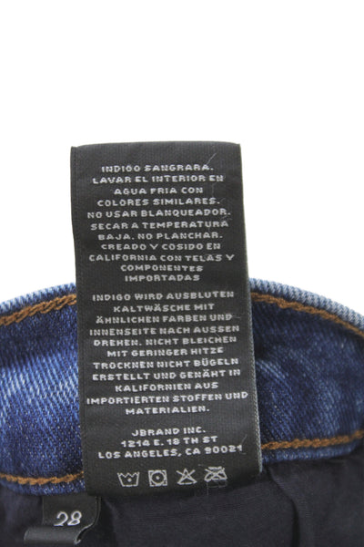 J Brand Unisex Straight Jeans Dark Blue Button Mid Rise Size 28