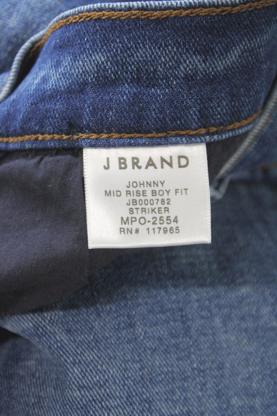 J Brand Unisex Straight Jeans Dark Blue Button Mid Rise Size 28