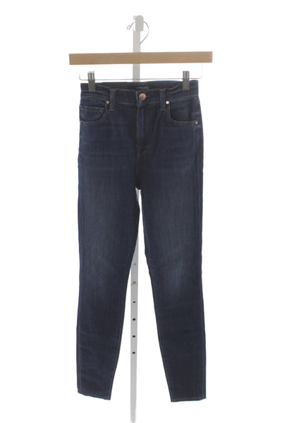 J Brand Women Skinny Ankle Jeans Dark Blue Mid Rise 30 Inseam Size 24