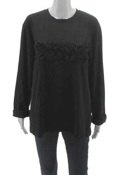 Meimeij Womens Jersey T-Shirt Black Crew Neck Long Sleeve 94%Cotton Size 48