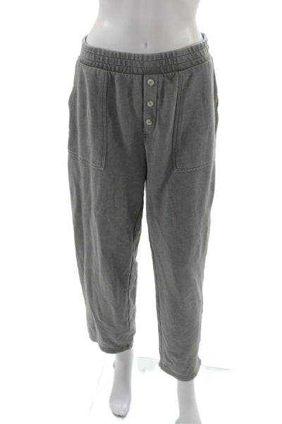 Z Supply Women Cropped Sweatpants Gray Button Closure Size M