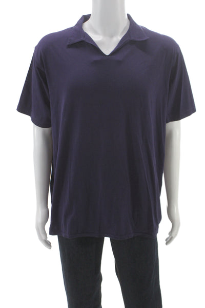 Armani Collezioni Mens Dark Blue Collared T-Shirt Cotton Elastane Size 2XL