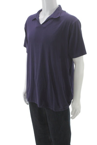 Armani Collezioni Mens Dark Blue Collared T-Shirt Cotton Elastane Size 2XL