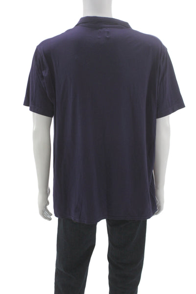 Armani Collezioni Mens Dark Blue Collared T-Shirt Cotton Elastane Size 2XL
