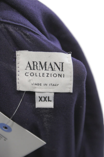 Armani Collezioni Mens Dark Blue Collared T-Shirt Cotton Elastane Size 2XL