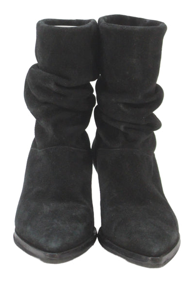 Aquatalia Womens Suede Pointed Toe Ankle Boots Black Size 7.5