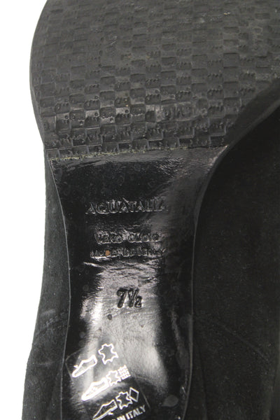Aquatalia Womens Suede Pointed Toe Ankle Boots Black Size 7.5