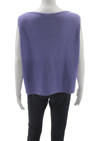 St. John Women Basic Sleeveless Cotton Tank Purple Round Neck Size XL
