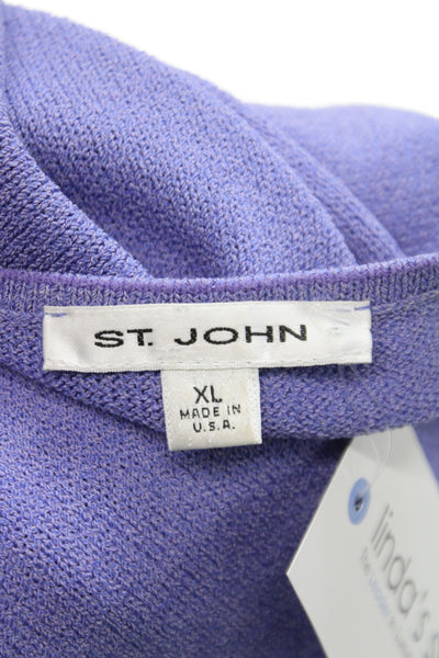 St. John Women Basic Sleeveless Cotton Tank Purple Round Neck Size XL