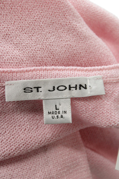 St. John Women Cropped Sleeveless Tank Pink Cotton Round Neck Designer Size L