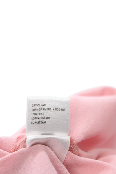 St. John Women Pink V-Neck Sleeveless Silk Spandex Blouse Zip Classic Size 14