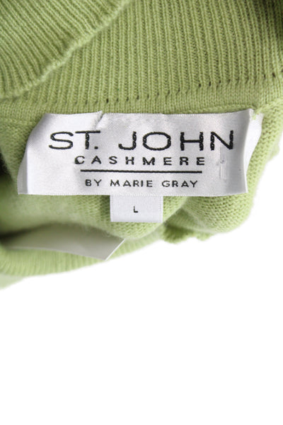 St. John Cashmere Unisex Green Pullover Vest Mock Neck Sleeveless Size L