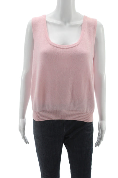 St John Collection By Marie Gray Women Pink Cotton Sleeveless Tank Size L